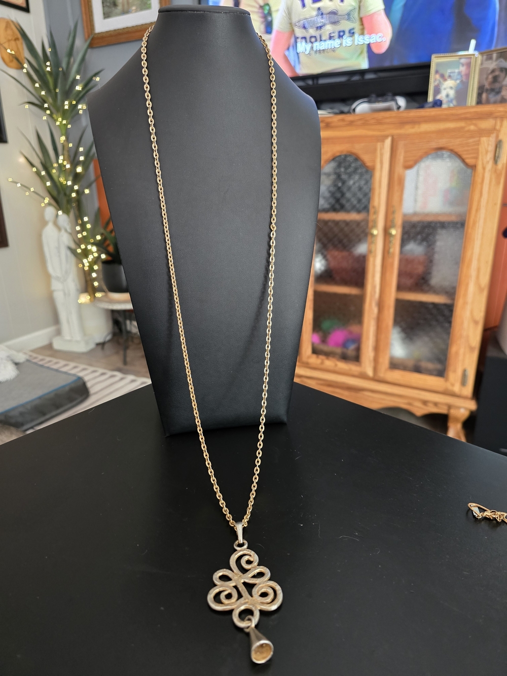 Vintage 1990s Casual Corner abstract scroll pendant necklace - Picture 6 of 11